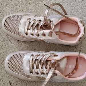 Glitter design lace-up chunky sneakers